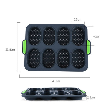 Oval Cake Mold Silicone 8 Grid Non-Stick Household Cake Mold(Green)-garmade.com