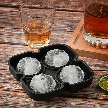 Silicone Ice Tray Ice Ball Mold Pumpkin Round Ice Box Whiskey Beverage Ice Cube Mold(Light Gray)-garmade.com