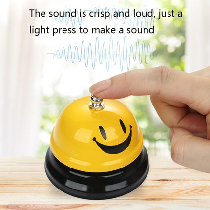 Bar Counter Dishes Ring Bell Pendant Brass Bell Meal Bell(Yellow Smiley)-garmade.com
