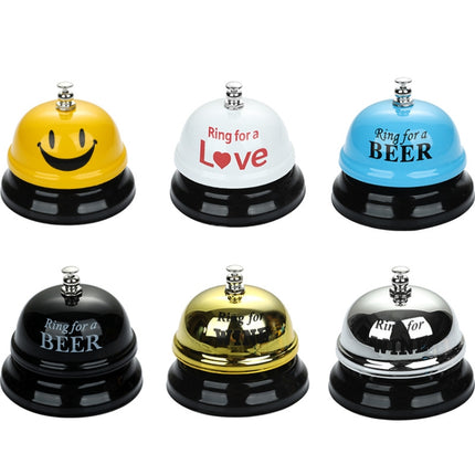 Bar Counter Dishes Ring Bell Pendant Brass Bell Meal Bell(Yellow Smiley)-garmade.com