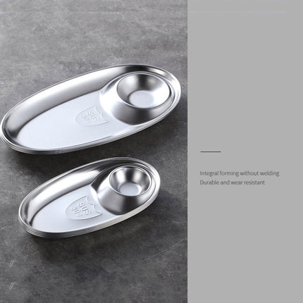 2 PCS Stainless Steel Seasoning Plate Split Plate Sauce Plate Hotel Barbecue Snack Plate Small-garmade.com