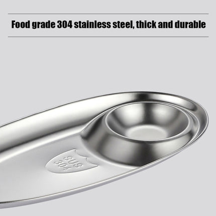 2 PCS Stainless Steel Seasoning Plate Split Plate Sauce Plate Hotel Barbecue Snack Plate Large-garmade.com