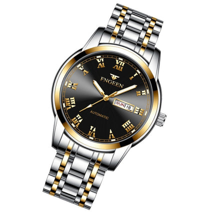 FNGEEN 4002 Men Roman Numeral Dial Sports Watch Student Luminous Quartz Watch(Between Gold Black Surface)-garmade.com