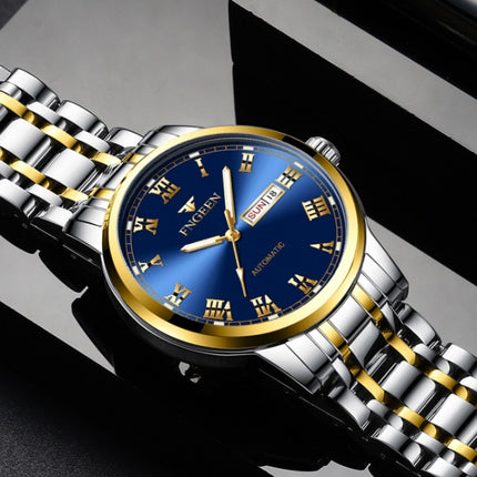 FNGEEN 4002 Men Roman Numeral Dial Sports Watch Student Luminous Quartz Watch(Between Gold White Surface)-garmade.com