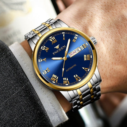 FNGEEN 4002 Men Roman Numeral Dial Sports Watch Student Luminous Quartz Watch(Between Gold Black Surface)-garmade.com