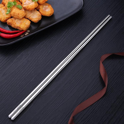 1 Pair Extended Chopsticks Stainless Steel Non-Slip Anti-Scalding Long Chopsticks Noodle Chopsticks Hot Pot Chopsticks-garmade.com