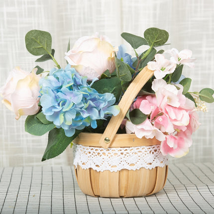 2 PCS Wood Chip Floral Arrangement Flower Basket, Style: Round-garmade.com