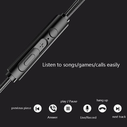 In-Ear Earphone Bass Mobile Phone Game Sports Wired Headset(Black)-garmade.com