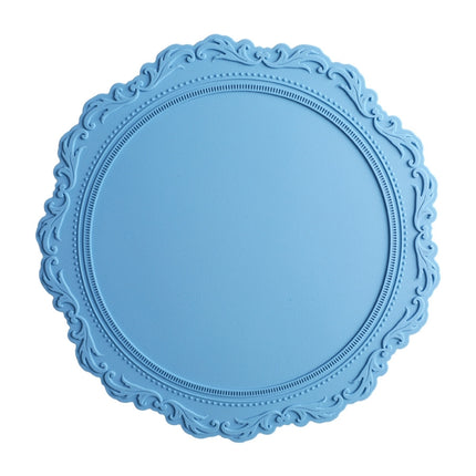 Embossed Silicone Heat Insulation Pad Decorative Mat Thick Round Silicone Pot Mat(Light Blue)-garmade.com