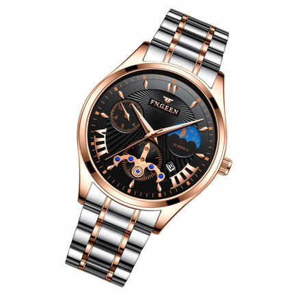 FNGEEN 5606 Men Luminous Casual Quartz Watch(Between Rose Gold Rose Shell Black Surface)-garmade.com