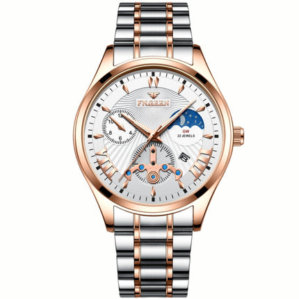 FNGEEN 5606 Men Luminous Casual Quartz Watch(Between Rose Gold Rose Shell White Surface)-garmade.com