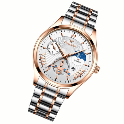 FNGEEN 5606 Men Luminous Casual Quartz Watch(Between Rose Gold Rose Shell White Surface)-garmade.com