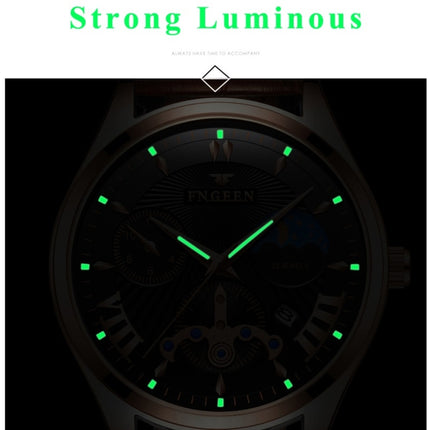 FNGEEN 5606 Men Luminous Casual Quartz Watch(Between Rose Gold Rose Shell White Surface)-garmade.com