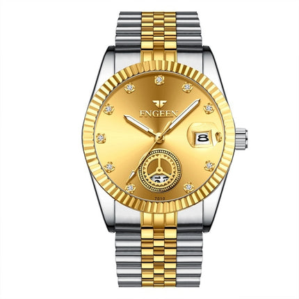 FNGEEN 7010 Middle-Aged and Elderly Men Luminous Calendar Quartz Watch(Between Gold Golden Surface)-garmade.com