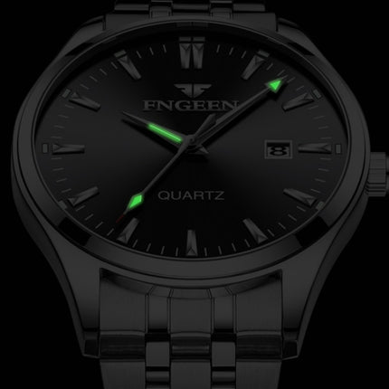 FNGEEN 2111 Men Simple Luminous Calendar Quartz Watch(White Steel White Surface)-garmade.com