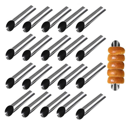 20 PCS Oblique Double-Head Stainless Steel Large Spiral Tube Non-Stick Croissant Mold Croissant Tool-garmade.com