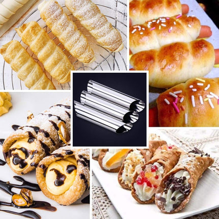 20 PCS Oblique Double-Head Stainless Steel Large Spiral Tube Non-Stick Croissant Mold Croissant Tool-garmade.com