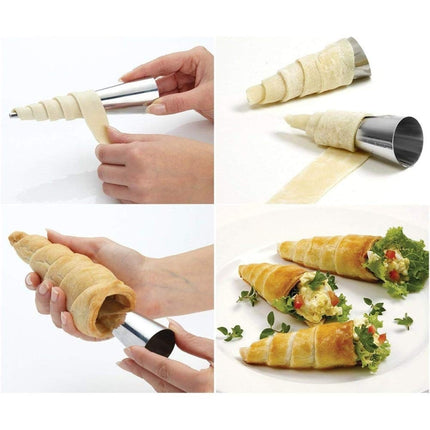 2 Sets 16 in 1 Ice Cream Crispy Mold Set Stainless Steel Conical Roller Croissant Tool-garmade.com