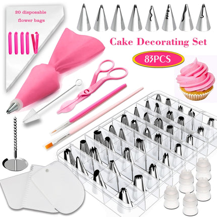 83 in 1 Cake Decorating Mouth Baking Tool Set Icing And Pastry Coloring Utensils-garmade.com