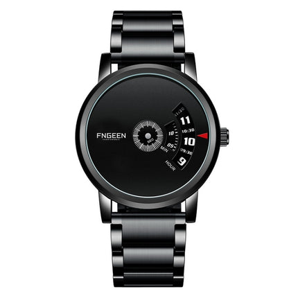 FNGEEN S230 Men Non-Pointer Quartz Watch(Black Steel Black Surface)-garmade.com