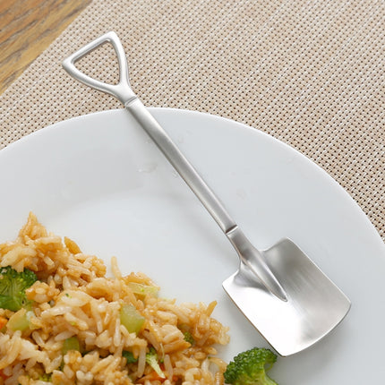 410 Stainless Steel Shovel Spoon Retro Cute Square Head Spoon-garmade.com