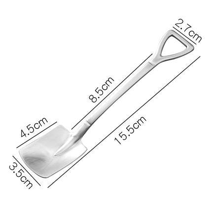 410 Stainless Steel Shovel Spoon Retro Cute Square Head Spoon-garmade.com