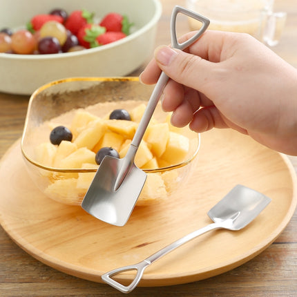 410 Stainless Steel Shovel Spoon Retro Cute Square Head Spoon-garmade.com