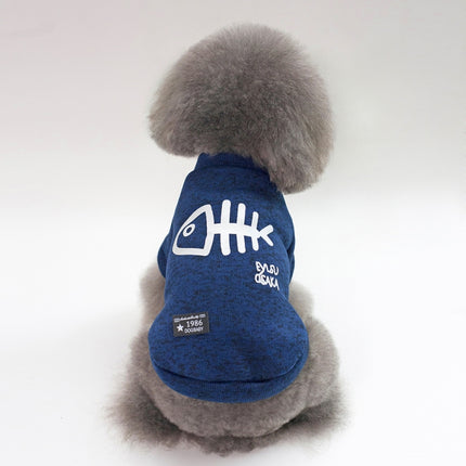 Autumn Winter Pet Clothes Pet Vest Fishbone Hoodie for Puppy Dog, Size:M(Blue)-garmade.com