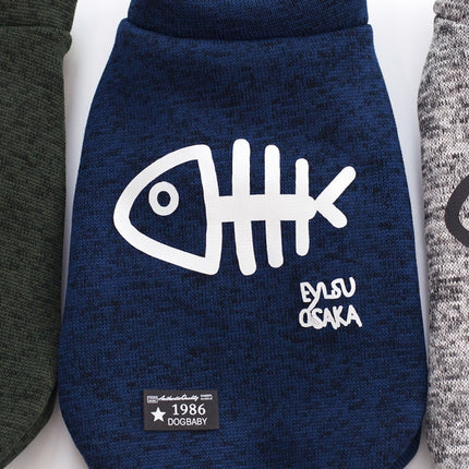 Autumn Winter Pet Clothes Pet Vest Fishbone Hoodie for Puppy Dog, Size:M(Blue)-garmade.com