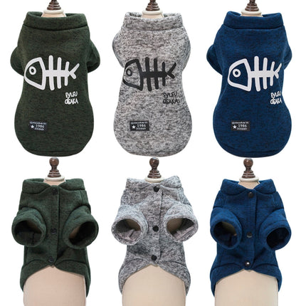 Autumn Winter Pet Clothes Pet Vest Fishbone Hoodie for Puppy Dog, Size:M(Green)-garmade.com