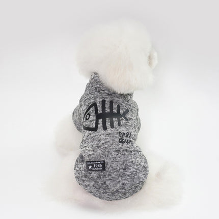 Autumn Winter Pet Clothes Pet Vest Fishbone Hoodie for Puppy Dog, Size:XXL(Grey)-garmade.com