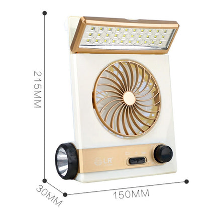 Four-In-One Solar Fan With Lamp Flashlight Function,CN Plug(Golden)-garmade.com