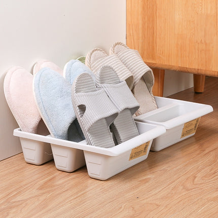 2 PCS Multifunctional Household Living Room Shoe Rack Vertical Storage Shoe Tray(White)-garmade.com