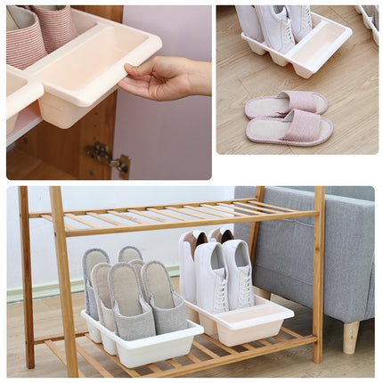 2 PCS Multifunctional Household Living Room Shoe Rack Vertical Storage Shoe Tray(Gray)-garmade.com