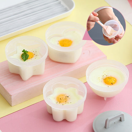 4 in 1 Poached Egg Mold Set Household Poached Egg Egg Cup Egg Steamer with Oil Brush(Green)-garmade.com