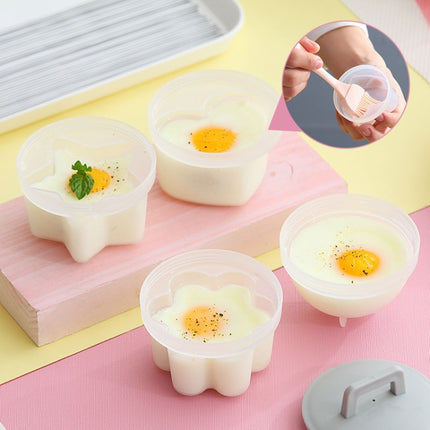 4 in 1 Poached Egg Mold Set Household Poached Egg Egg Cup Egg Steamer with Oil Brush(Grey)-garmade.com