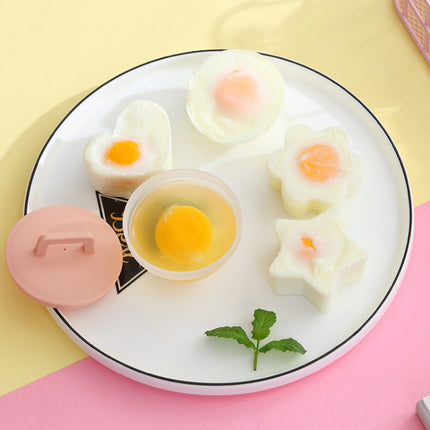 4 in 1 Poached Egg Mold Set Household Poached Egg Egg Cup Egg Steamer with Oil Brush(Pink)-garmade.com