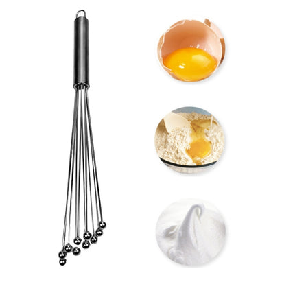 2 PCS Manual Whisk Stainless Steel Glass Bead Egg Whisk Kitchen Household Hand-Held Baking Tools Type A 12 Inch-garmade.com