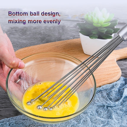 2 PCS Manual Whisk Stainless Steel Glass Bead Egg Whisk Kitchen Household Hand-Held Baking Tools Type A 12 Inch-garmade.com