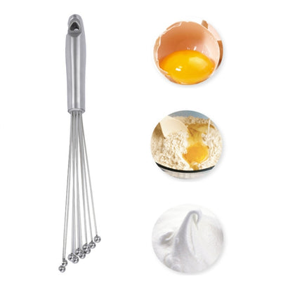 2 PCS Manual Whisk Stainless Steel Glass Bead Egg Whisk Kitchen Household Hand-Held Baking Tools Type C 12 inch-garmade.com