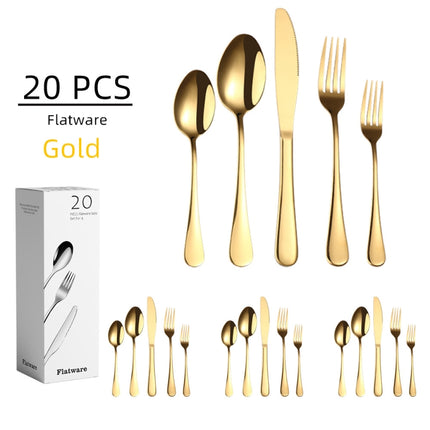 20 in 1 Stainless Steel Cutlery Steak Cutlery Set, Specification: Golden-garmade.com