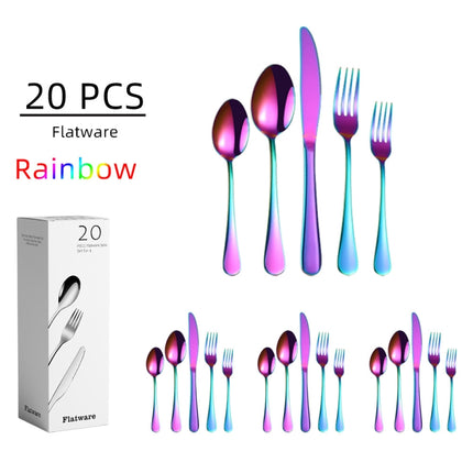 20 in 1 Stainless Steel Cutlery Steak Cutlery Set, Specification: Colorful-garmade.com