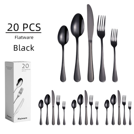 20 in 1 Stainless Steel Cutlery Steak Cutlery Set, Specification: Black-garmade.com