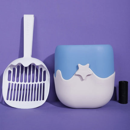 Tinypet Ice Cream Cat Litter Shovel Hangable Shoveling Cat Cleaning Supplies(Blue+White)-garmade.com