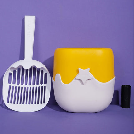 Tinypet Ice Cream Cat Litter Shovel Hangable Shoveling Cat Cleaning Supplies(Yellow+White)-garmade.com