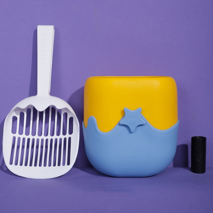 Tinypet Ice Cream Cat Litter Shovel Hangable Shoveling Cat Cleaning Supplies(Yellow+Blue)-garmade.com