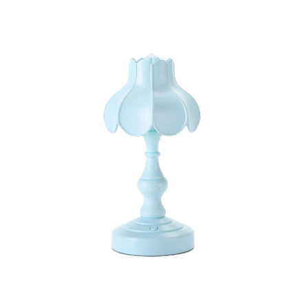 Retro Charging Table Lamp Bedroom Bed LED Eye Protection Light(LD05 Lotus Light Blue)-garmade.com
