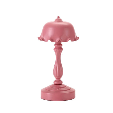 Retro Charging Table Lamp Bedroom Bed LED Eye Protection Light(LD04 Flower Hat Rose Red)-garmade.com