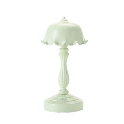 Retro Charging Table Lamp Bedroom Bed LED Eye Protection Light(LD04 Flower Hat Light Green)-garmade.com