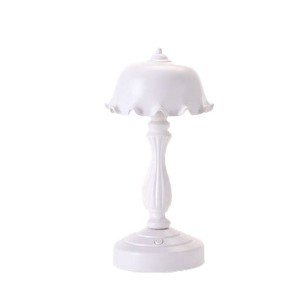 Retro Charging Table Lamp Bedroom Bed LED Eye Protection Light(LD04 Flower Hat White)-garmade.com